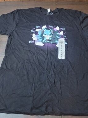 NWT Teeturtle Black Short Sleeve Tee with Blue Fox Gamer Graphic Large